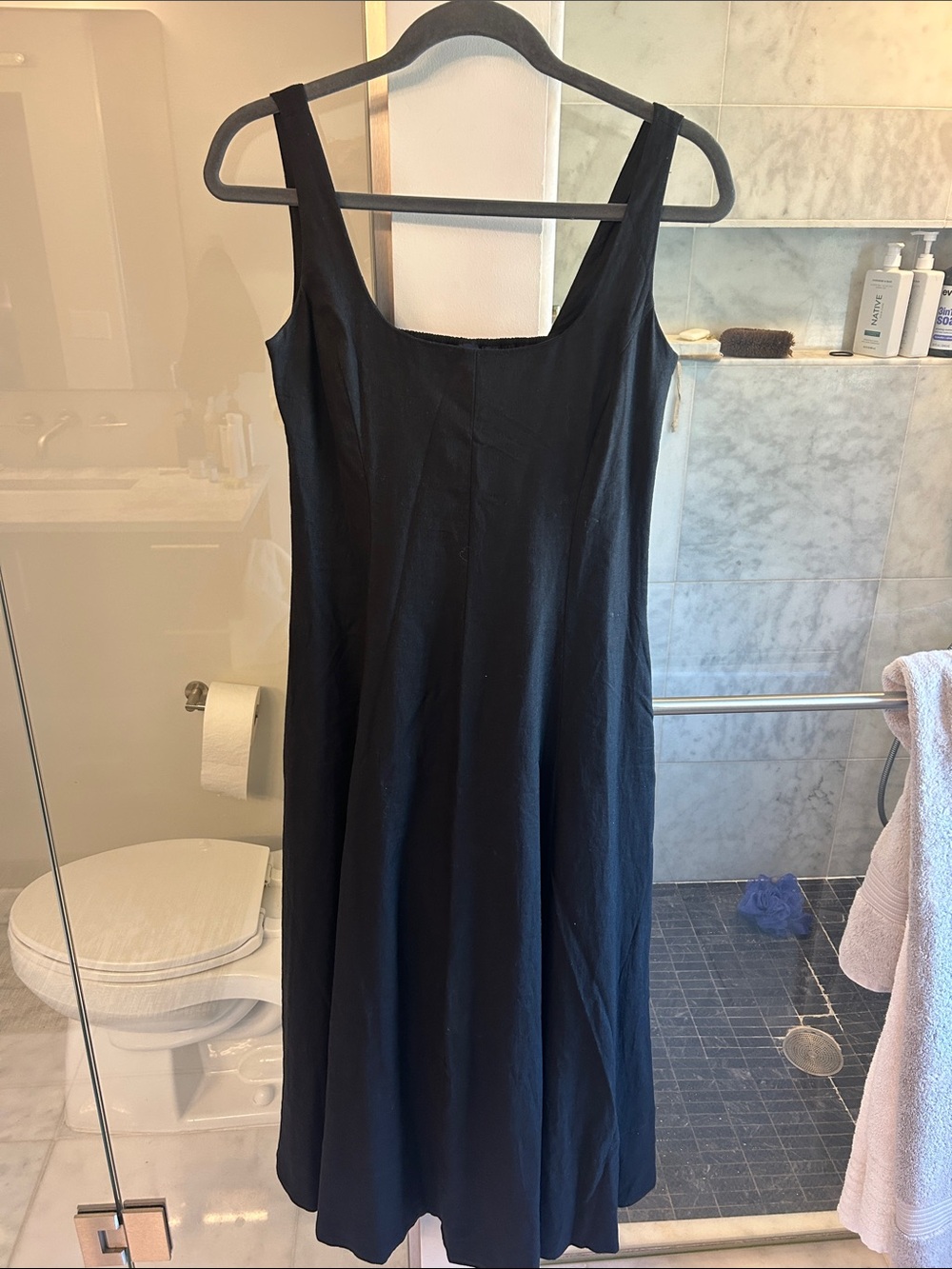 GAP Black Square-Neck Midi Dress